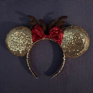 Minnie mouse Disney Christmas red bow antlers.